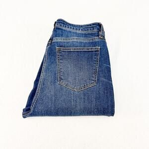 TGLA Dark Wash Straight Leg Cuffed Hem Cropped Button Fly Denim Jeans Size 30